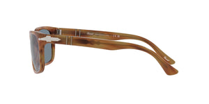 Persol PO3048S Rectangular Sunglasses, Striped Brown/Light Blue, 58 mm