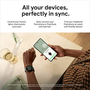 Google Pixel Watch Polished Silver Stainless Steel-Charcoal Band LTE New / Sealed
