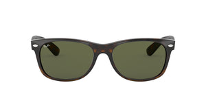 Ray-Ban RB2132 New Wayfarer Square Sunglasses, Tortoise/G-15 Green, 55 mm