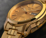 NEW SEIKO 5 AUTOMATIC GOLD PLATED DRESS WATCH SNKK76  MENS WATCH