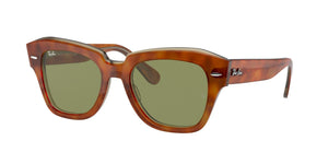 Ray-Ban RB2186 State Street Havana On Transparent Beige Green Lens Sunglasses