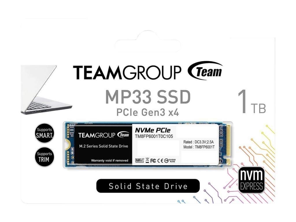 Team Group 1TB MP33 M.2 2280 PCIe 3.0 NVMe 3D NAND 1800 MB/s Internal SSD