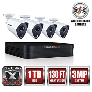 Night Owl 8-Channel 3MP Extreme HD 3.0 DVR 1TB, 4 Wired IR Camera Security System