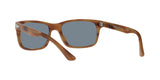 Persol PO3048S Rectangular Sunglasses, Striped Brown/Light Blue, 58 mm