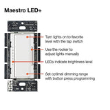 LUTRON MAESTRO LED+ MACL-153M-WH Dimmer Switch White - NEW