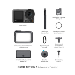 DJI Osmo Action 3 Adventure Combo Waterproof Action Camera - 3 Batteries in Combo