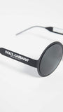 DOLCE & GABBANA DG2234 Round Sunglasses Matte Black Frame Grey Lenses - NEW