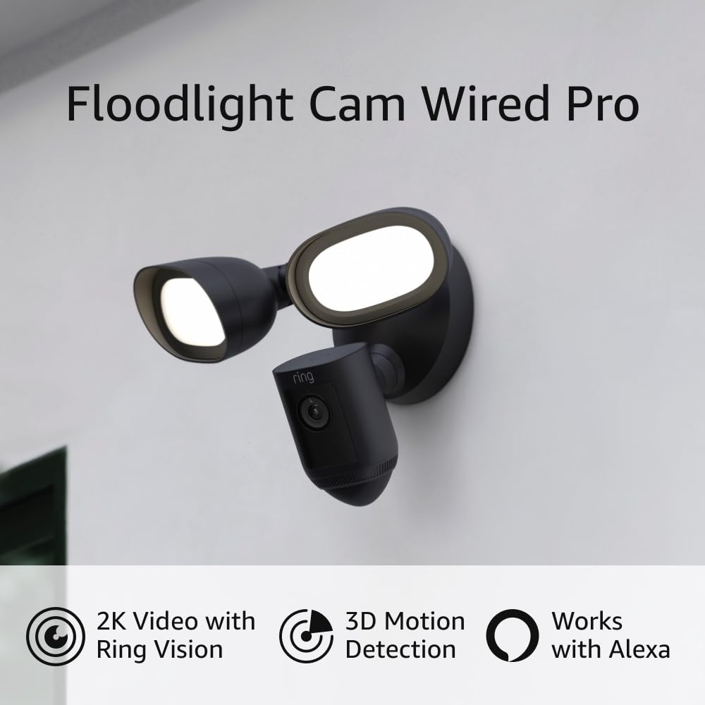 Ring Floodlight Cam Wired Pro 3D Motion Detection Security Camera (Dark Bronze)