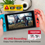 Gigastone Gaming Plus 128GB Micro SD Card w/t Adapter for Nintendo GoPro 4K Video - NEW