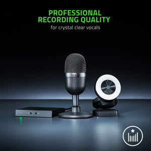 Razer Seiren Mini USB Condenser Microphone: for Streaming and Gaming on PC - Professional Recording Quality - Precise Supercardioid Pickup Pattern - Tilting Stand - Shock Resistant - Classic Black