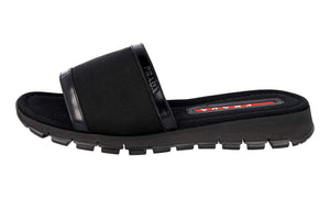 Prada Men's Slip-on Nylon with Leather Sandals, Nero (Black) - 9.5 - MSRP $695