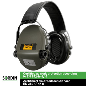 Sordin Supreme Pro-X LED Ear Defenders for Hunting & Shooting- Leather Band - Ear Muffs