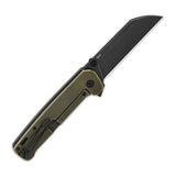 QSP Penguin Plus Folding Pocket Knife, 3.38" CPM20CV Black Stonewash Blade EDC Knife, Bronze Titanium Stonewash Handle, Frame Lock, Ceramic Ball Bearings, Reversible Wire Deep Carry Clip