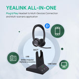 Yealink WH64 Wireless Headset DECT+BT 606ft 3X Mic MS Teams USB PC Phone - NEW