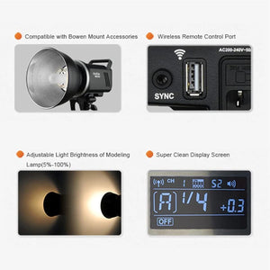 US Godox MS300 Compact Studio Flash 300W 2.4G Wireless Monolight Bowens mount
