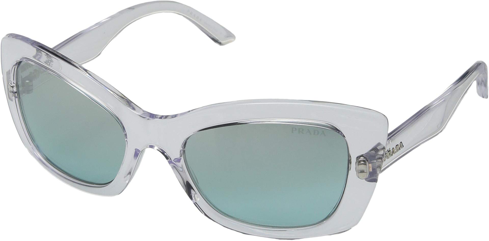 Prada PR 19MS Sunglasses CATWALK TRANSPARENT with LIGHT AZURE Lens 56mm