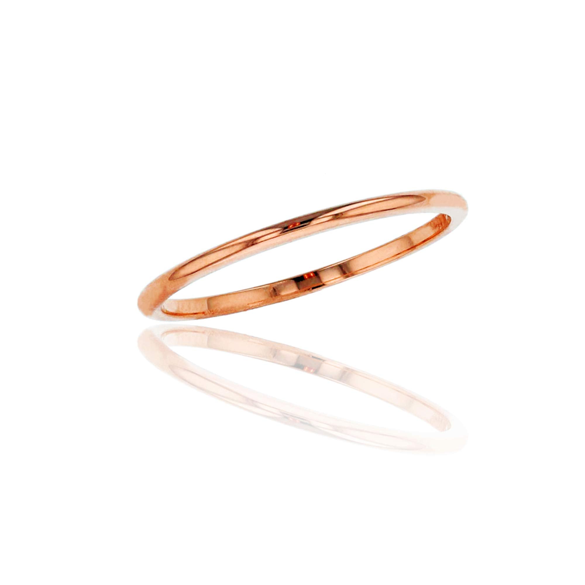 10K Rose Gold 1mm Polished Plain Wedding Band, Size 6