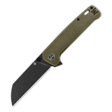 QSP Penguin Plus Folding Pocket Knife, 3.38" CPM20CV Black Stonewash Blade EDC Knife, Bronze Titanium Stonewash Handle, Frame Lock, Ceramic Ball Bearings, Reversible Wire Deep Carry Clip