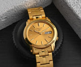 NEW SEIKO 5 AUTOMATIC GOLD PLATED DRESS WATCH SNKK76  MENS WATCH