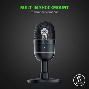 Razer Seiren Mini USB Condenser Microphone: for Streaming and Gaming on PC - Professional Recording Quality - Precise Supercardioid Pickup Pattern - Tilting Stand - Shock Resistant - Classic Black