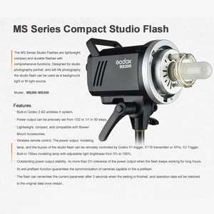 US Godox MS300 Compact Studio Flash 300W 2.4G Wireless Monolight Bowens mount