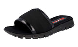 Prada Men's Slip-on Nylon with Leather Sandals, Nero (Black) - 9.5 - MSRP $695