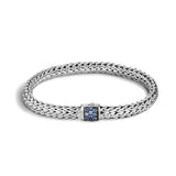 John Hardy Sterling Silver 0.40ctw Sapphire Classic Chain Icon Bracelet - NEW