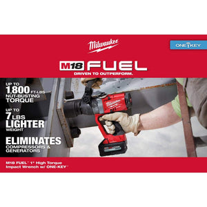Milwaukee 2867-22 M18 Fuel 1" High Torque Impact Wrench (8.0ah) Kit 2867-22