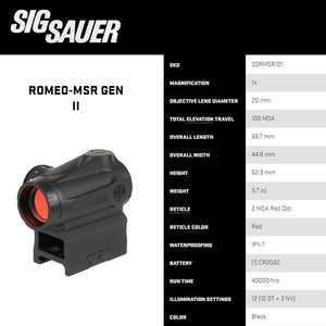 Sig Sauer Electro-Optics SORMSR101 ROMEO MSR Gen II Black 1x20mm 2 MOA Red Dot