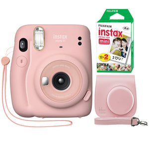 Fujifilm Instax Mini 11 Instant Camera Blush Pink + Case + Fuji Instax Film 20 Sheets