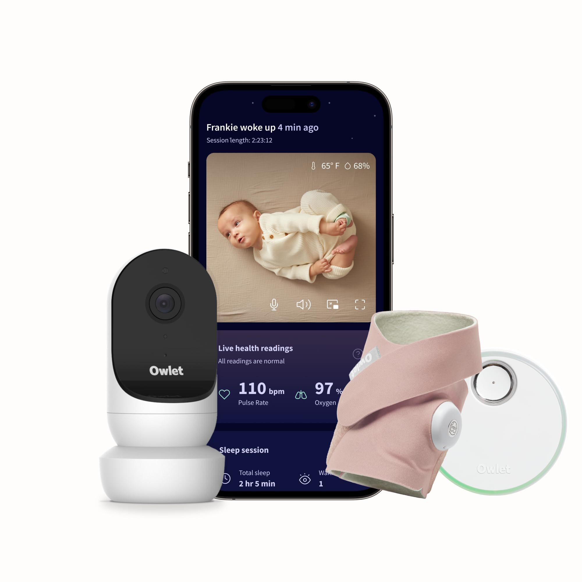 Owlet Dream Duo 2 Smart Baby Monitor w/ Dream Sock Sensor In Dusty Rose Sealed