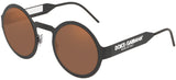 DOLCE & GABBANA DG2234 Round Sunglasses Matte Black Frame Orange Lenses - NEW