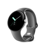 Google Pixel Watch Polished Silver Stainless Steel-Charcoal Band LTE New / Sealed
