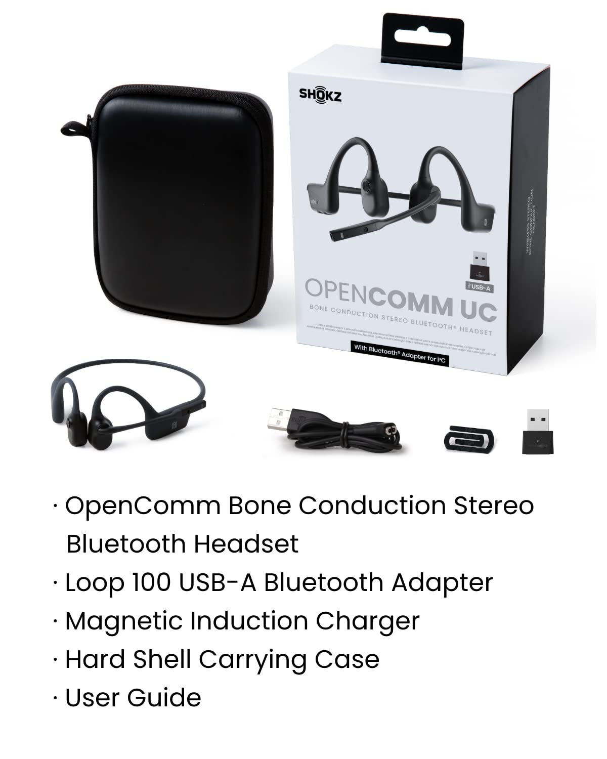 Shokz OpenComm UC Wireless Bone Conduction Stereo Bluetooth Headset Black
