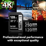 2-Pack 128GB Professional SD Cards - UHS-II Class 10, 250MB/s Transfer Speed