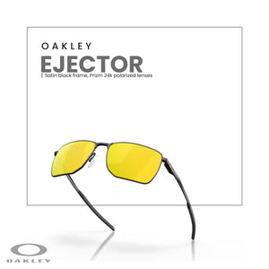 Oakley Ejector OO4142 58MM Satin Black/Prizm 24k Polarized Rectangular Sunglasses