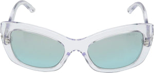 Prada PR 19MS Sunglasses CATWALK TRANSPARENT with LIGHT AZURE Lens 56mm