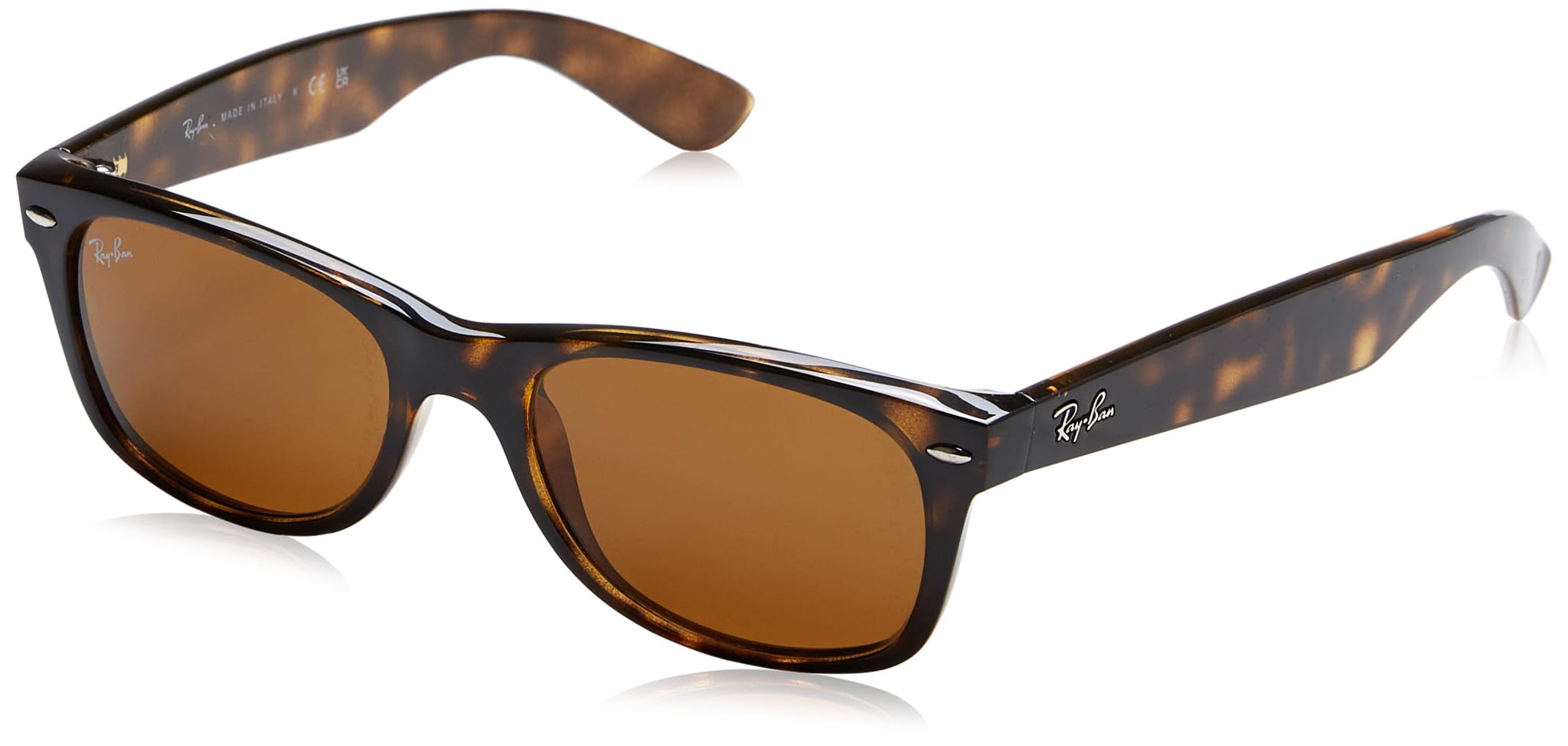 Ray-Ban RB2132 New Wayfarer Sunglasses - Tortoise Frame - Solid Brown Lens