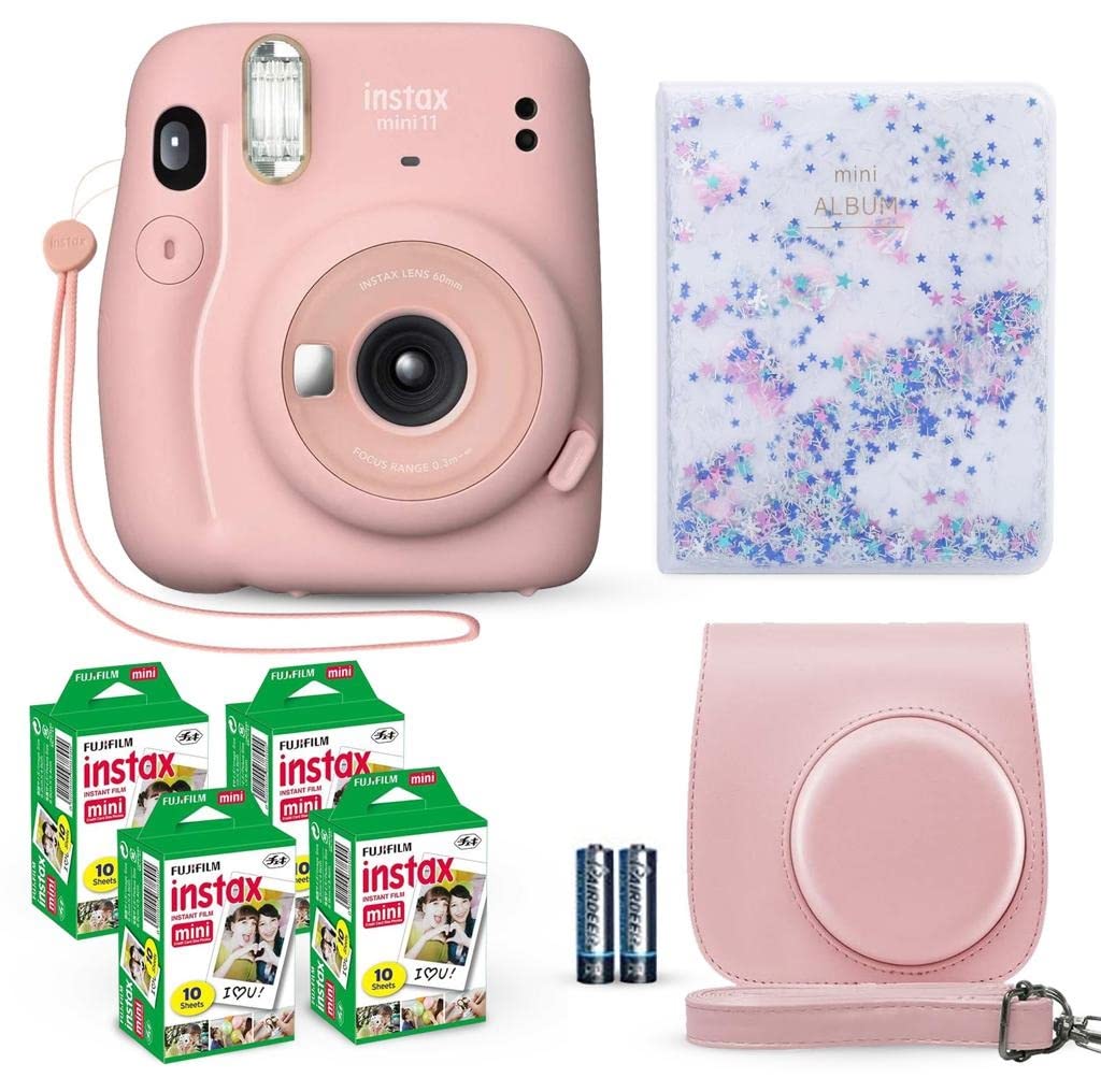 Fujifilm Instax Mini 11 Instant Camera Blush Pink + Film Pack (40 Sheets) Carrying Case