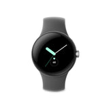 Google Pixel Watch Polished Silver Stainless Steel-Charcoal Band LTE New / Sealed