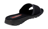 Prada Men's Slip-on Nylon with Leather Sandals, Nero (Black) - 9.5 - MSRP $695