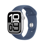 Apple Watch Series 10 46mm GPS Silver Case w Denim Sport Band S/M MWWL3LW/A