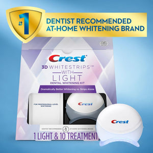 Crest 3D Whitestrips With Light Teeth Whitening Strip Kit 20 Strips 10 Treatment