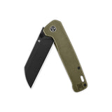 QSP Penguin Plus Folding Pocket Knife, 3.38" CPM20CV Black Stonewash Blade EDC Knife, Bronze Titanium Stonewash Handle, Frame Lock, Ceramic Ball Bearings, Reversible Wire Deep Carry Clip