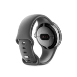 Google Pixel Watch Polished Silver Stainless Steel-Charcoal Band LTE New / Sealed