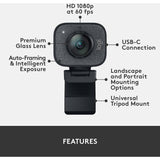 Logitech StreamCam Plus Webcam with Tripod Mount (Graphite), 1080p (960-001280)