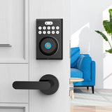 Smart Keyless Fingerprint Door Lock with Keypad and Handle - Black