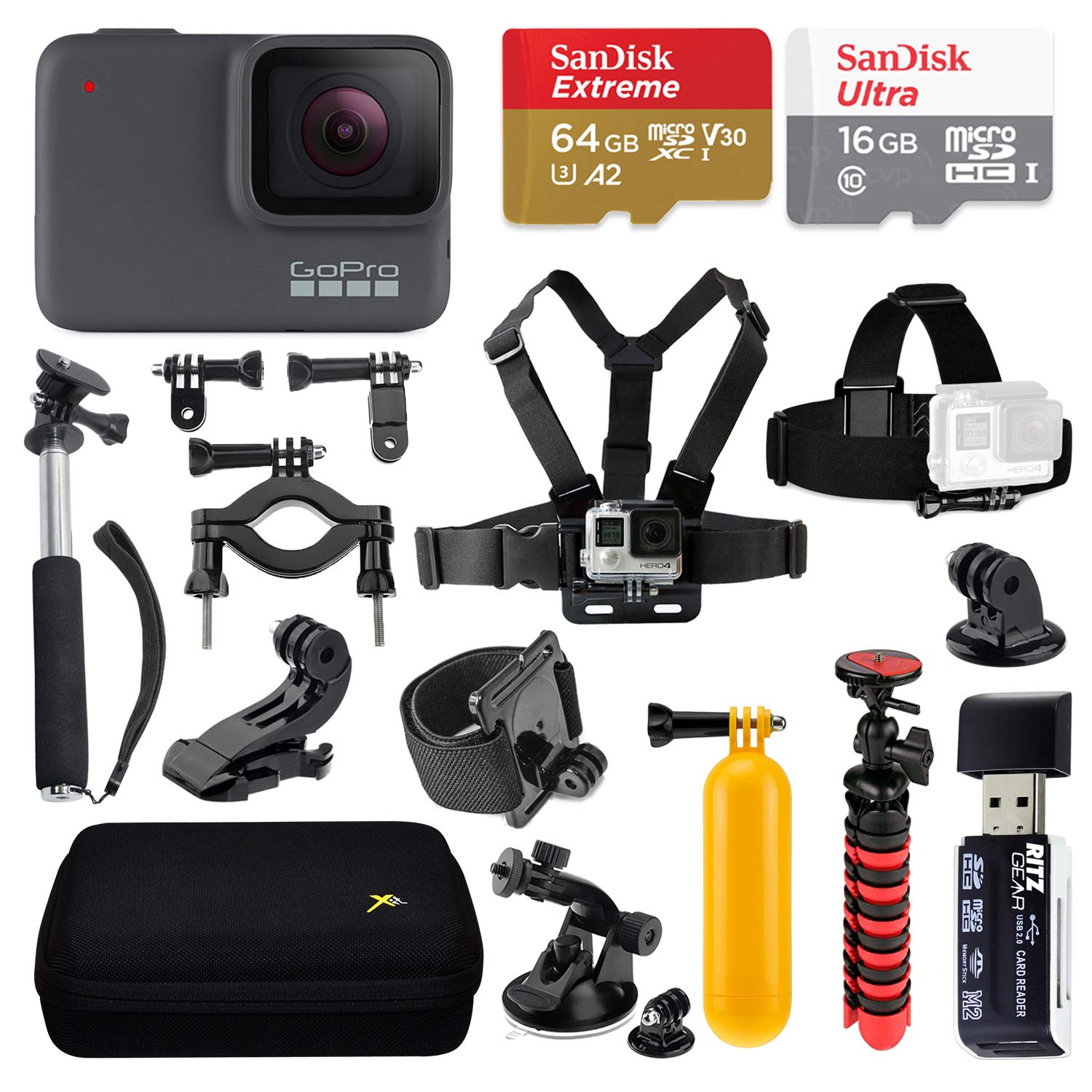 New GoPro Hero 7 Silver Action Camera - Accessories Bundle