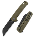 QSP Penguin Plus Folding Pocket Knife, 3.38" CPM20CV Black Stonewash Blade EDC Knife, Bronze Titanium Stonewash Handle, Frame Lock, Ceramic Ball Bearings, Reversible Wire Deep Carry Clip
