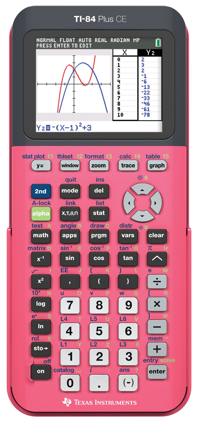 Texas Instruments TI-84 Plus CE Color Graphing Calculator, Coral